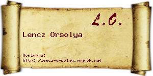 Lencz Orsolya névjegykártya